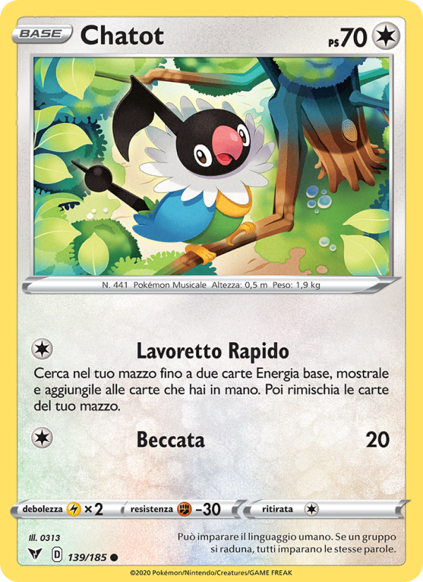 Chatot 139/203 — Vivid Voltage (Italian Pokémon TCG card)