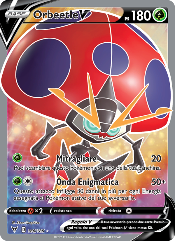 Orbeetle V 166/203 — Vivid Voltage (Italian Pokémon TCG card)