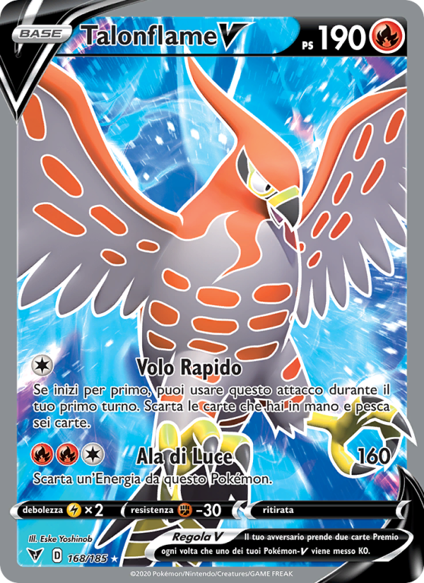 Talonflame V 168/203 — Vivid Voltage (Italian Pokémon TCG card)