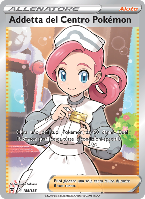 Addetta del Centro Pokémon 185/203 — Vivid Voltage (Italian Pokémon TCG card)