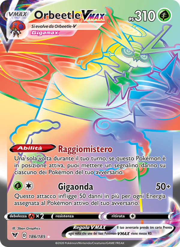 Orbeetle VMAX 186/203 — Vivid Voltage (Italian Pokémon TCG card)