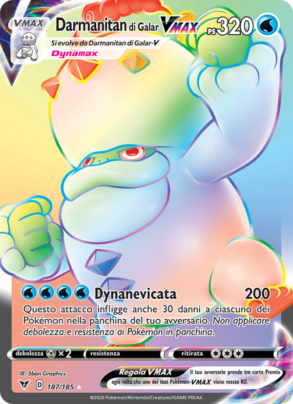 Darmanitan di Galar VMAX 187/203 — Vivid Voltage (Italian Pokémon TCG card)