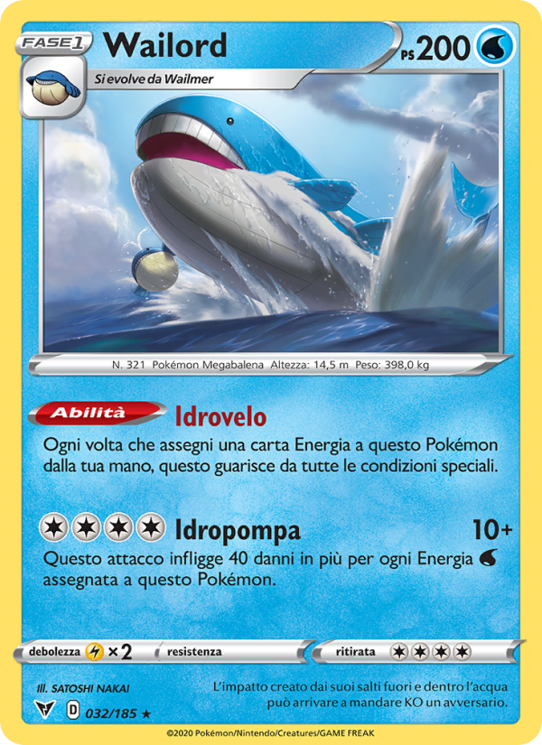 Wailord 032/203 — Vivid Voltage (Italian Pokémon TCG card)