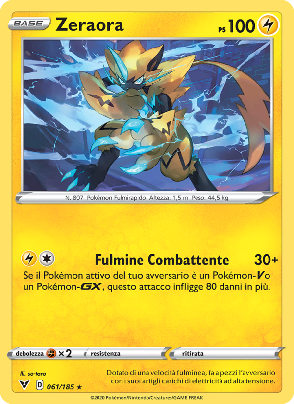 Zeraora 061/203 — Vivid Voltage (Italian Pokémon TCG card)