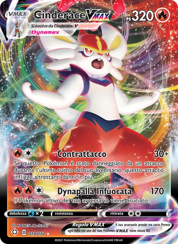 Cinderace VMAX 019/195 — Shining Fates (Italian Pokémon TCG card)