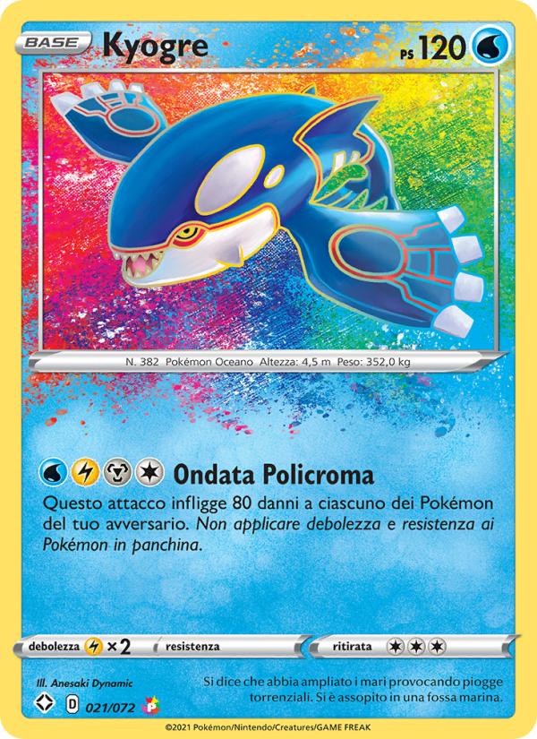Kyogre 021/195 — Shining Fates (Italian Pokémon TCG card)