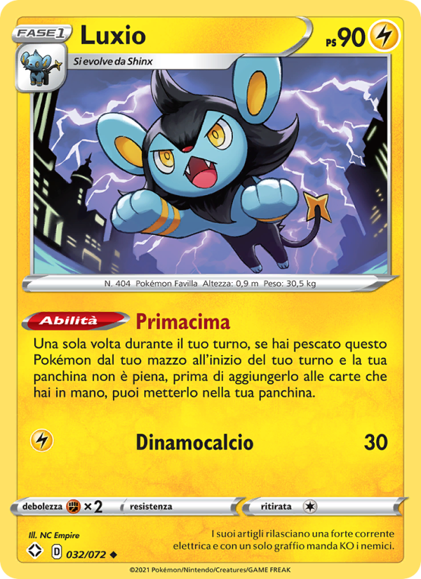 Luxio 032/195 — Shining Fates (Italian Pokémon TCG card)
