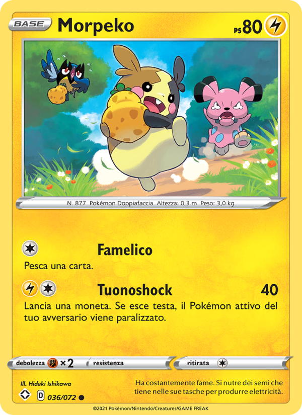 Morpeko 036/195 — Shining Fates (Italian Pokémon TCG card)