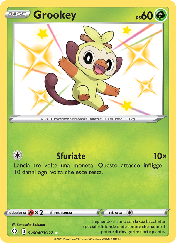 Grookey SV004 — Shining Fates (Italian Pokémon TCG card)