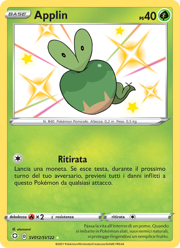 Applin SV012 — Shining Fates (Italian Pokémon TCG card)