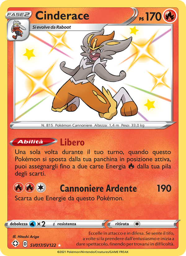Cinderace SV017 — Shining Fates (Italian Pokémon TCG card)