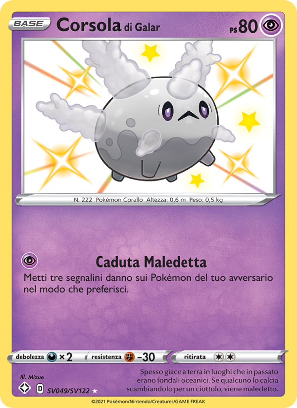 Corsola di Galar SV049 — Shining Fates (Italian Pokémon TCG card)