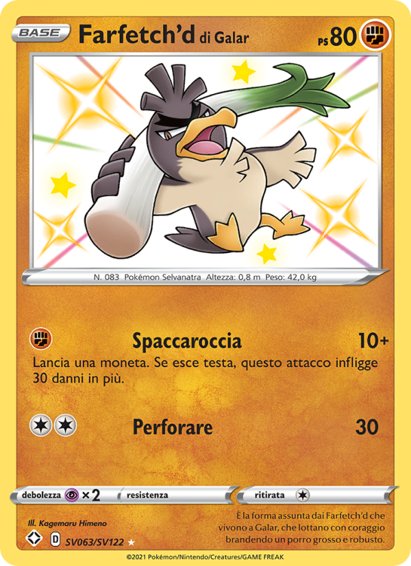 Farfetch'd di Galar SV063 — Shining Fates (Italian Pokémon TCG card)