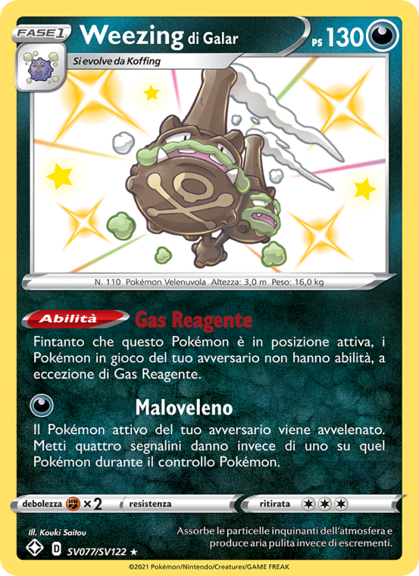 Weezing di Galar SV077 — Shining Fates (Italian Pokémon TCG card)
