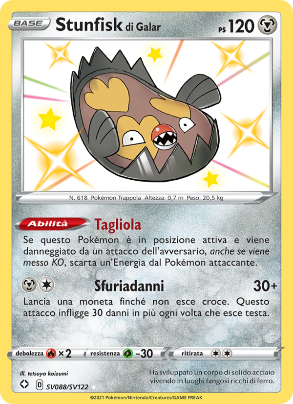 Stunfisk di Galar SV088 — Shining Fates (Italian Pokémon TCG card)