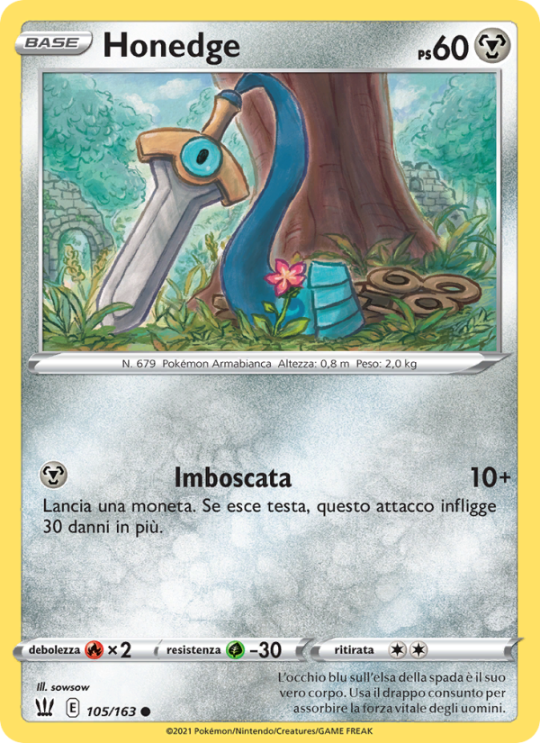 Honedge 105/183 — Battle Styles (Italian Pokémon TCG card)
