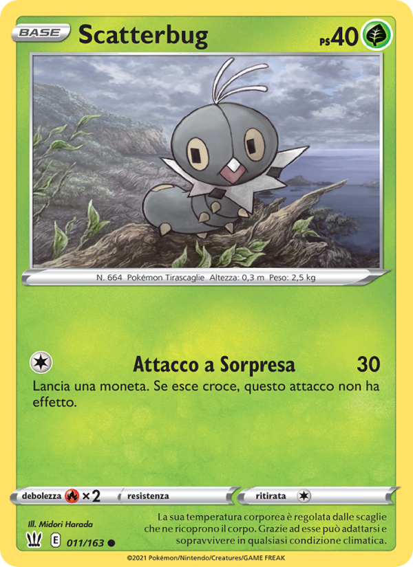 Scatterbug 011/183 — Battle Styles (Italian Pokémon TCG card)