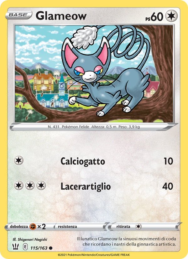 Glameow 115/183 — Battle Styles (Italian Pokémon TCG card)