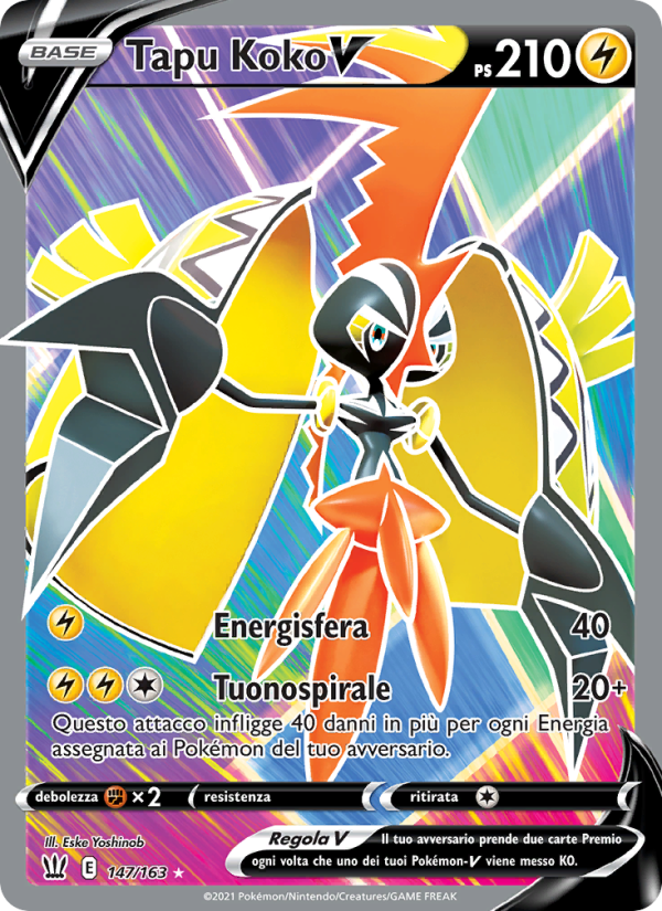 Tapu Koko V 147/183 — Battle Styles (Italian Pokémon TCG card)