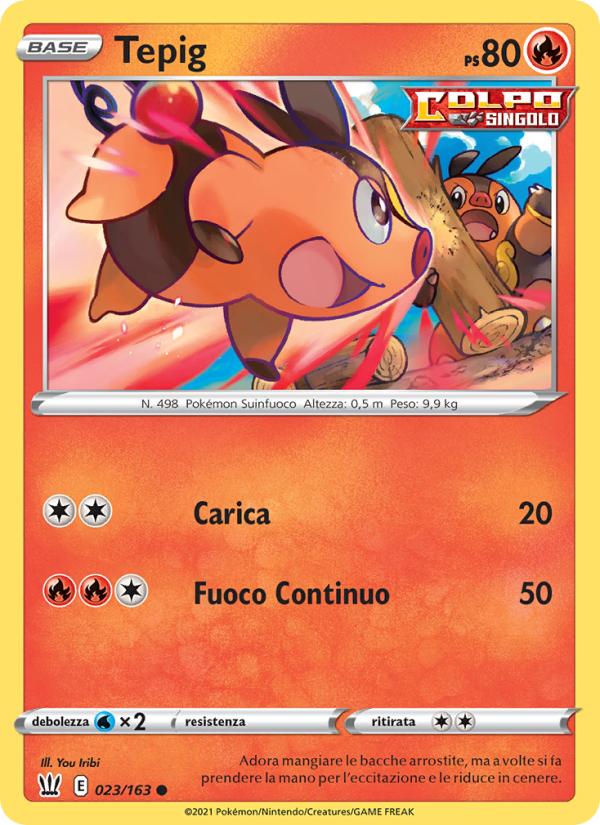 Tepig 023/183 — Battle Styles (Italian Pokémon TCG card)