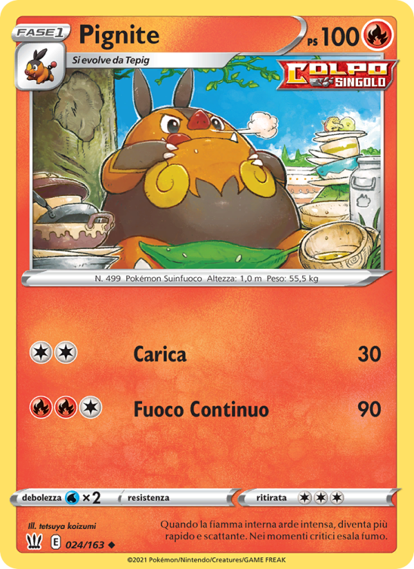 Pignite 024/183 — Battle Styles (Italian Pokémon TCG card)