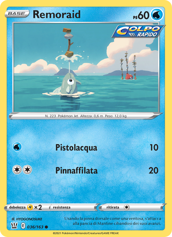 Remoraid 036/183 — Battle Styles (Italian Pokémon TCG card)