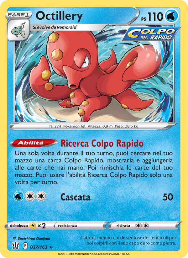 Octillery 037/183 — Battle Styles (Italian Pokémon TCG card)