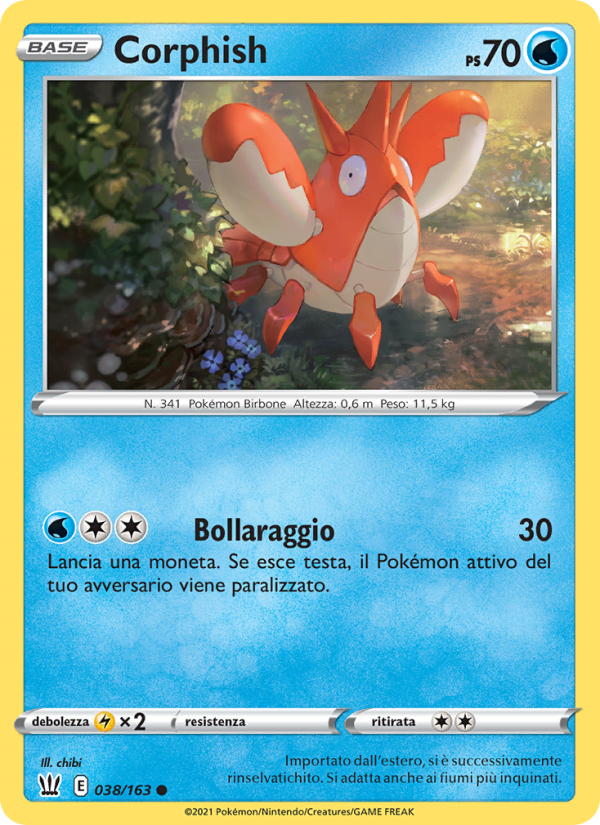 Corphish 038/183 — Battle Styles (Italian Pokémon TCG card)