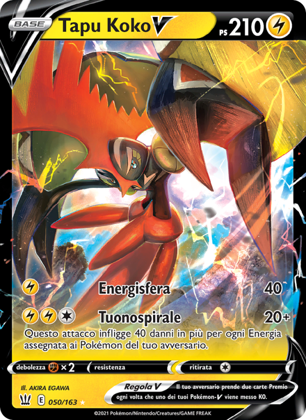 Tapu Koko V 050/183 — Battle Styles (Italian Pokémon TCG card)