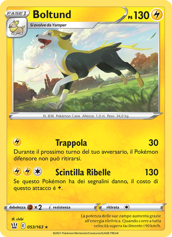 Boltund 053/183 — Battle Styles (Italian Pokémon TCG card)