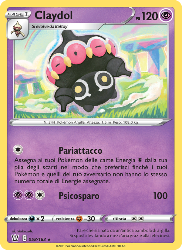 Claydol 058/183 — Battle Styles (Italian Pokémon TCG card)