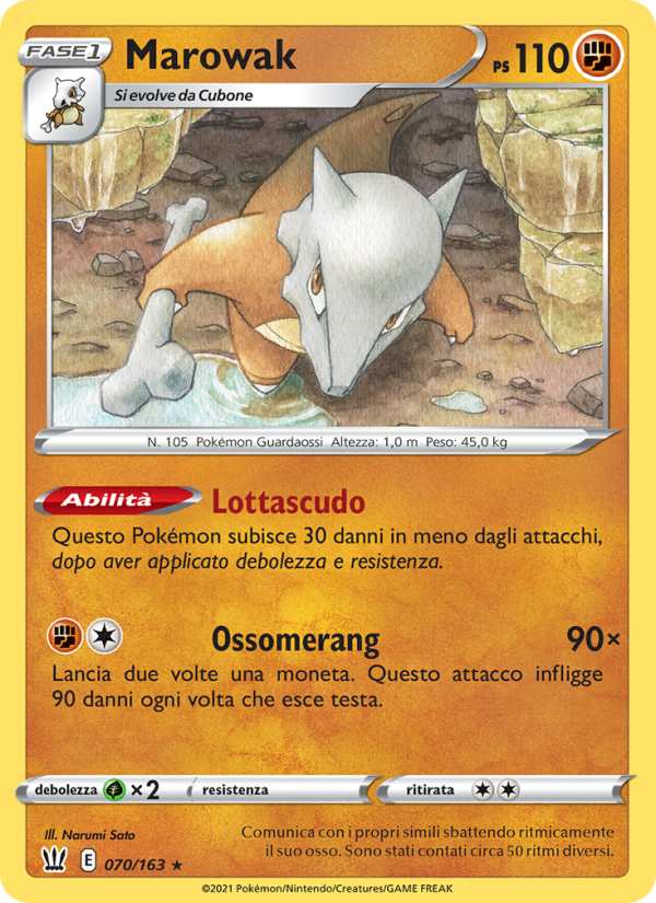 Marowak 070/183 — Battle Styles (Italian Pokémon TCG card)