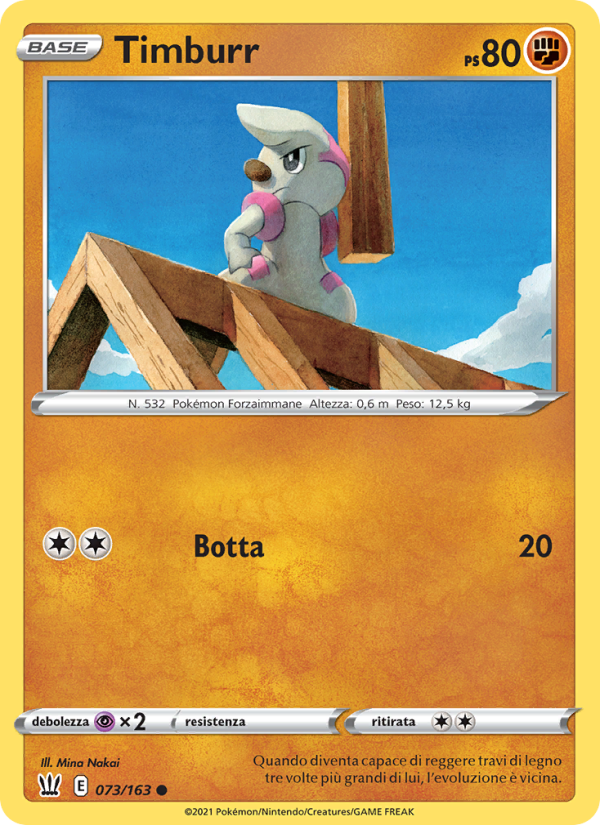 Timburr 073/183 — Battle Styles (Italian Pokémon TCG card)
