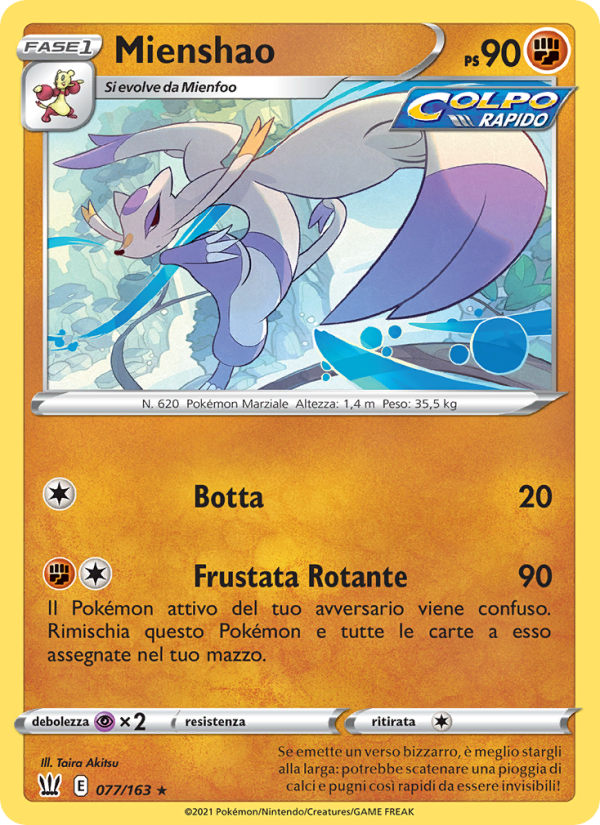 Mienshao 077/183 — Battle Styles (Italian Pokémon TCG card)