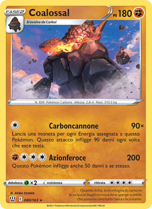 Coalossal 080/183 — Battle Styles (Italian Pokémon TCG card)
