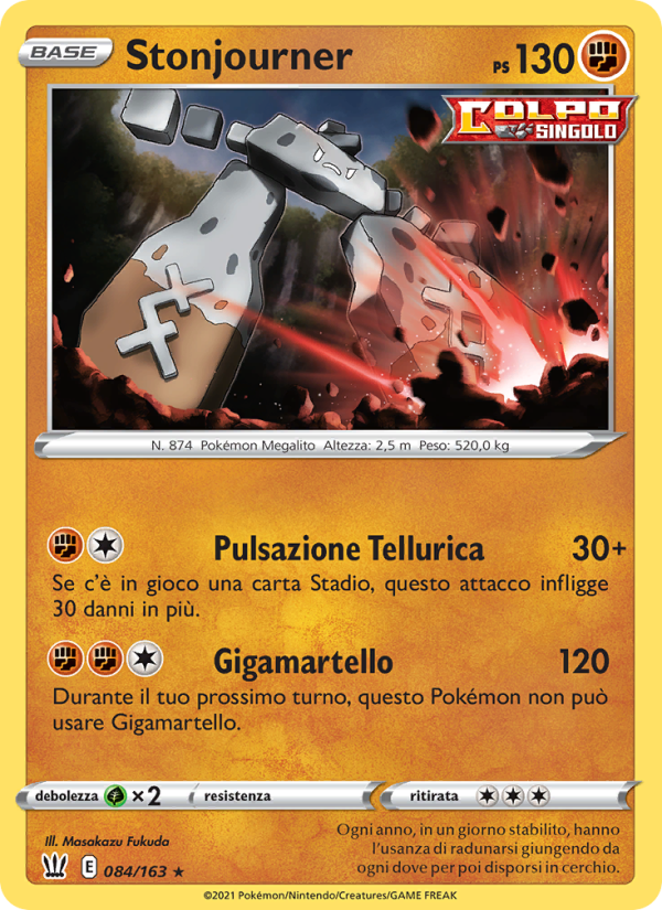 Stonjourner 084/183 — Battle Styles (Italian Pokémon TCG card)