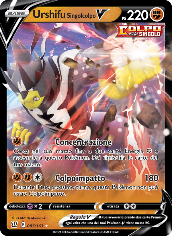 Urshifu Singolcolpo V 085/183 — Battle Styles (Italian Pokémon TCG card)