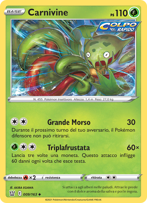 Carnivine 009/183 — Battle Styles (Italian Pokémon TCG card)