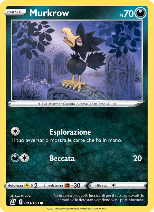 Murkrow 093/183 — Battle Styles (Italian Pokémon TCG card)