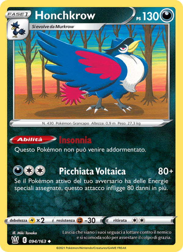 Honchkrow 094/183 — Battle Styles (Italian Pokémon TCG card)