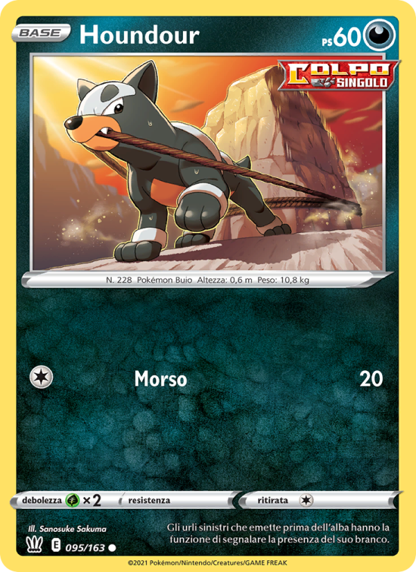 Houndour 095/183 — Battle Styles (Italian Pokémon TCG card)