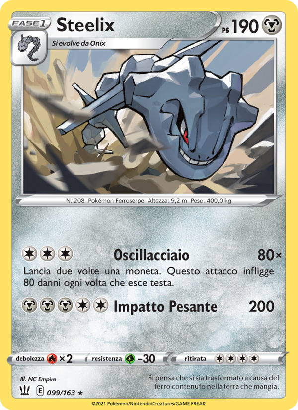 Steelix 099/183 — Battle Styles (Italian Pokémon TCG card)