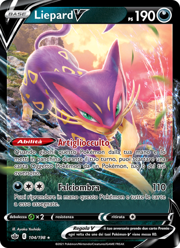 Liepard V 104/233 — Chilling Reign (Italian Pokémon TCG card)