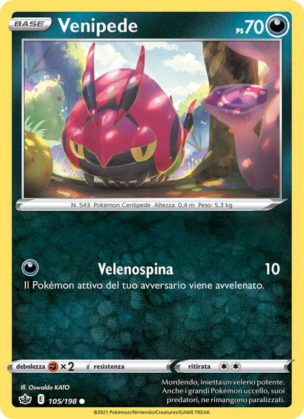Venipede 105/233 — Chilling Reign (Italian Pokémon TCG card)