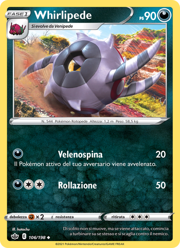 Whirlipede 106/233 — Chilling Reign (Italian Pokémon TCG card)