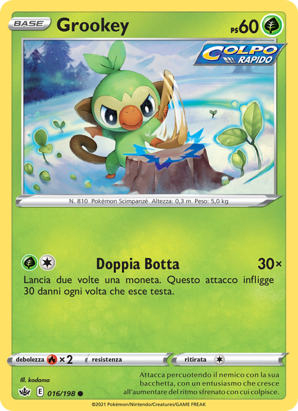 Grookey 016/233 — Chilling Reign (Italian Pokémon TCG card)