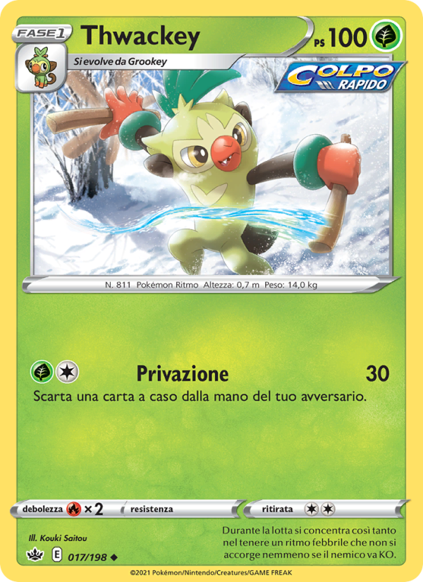 Thwackey 017/233 — Chilling Reign (Italian Pokémon TCG card)