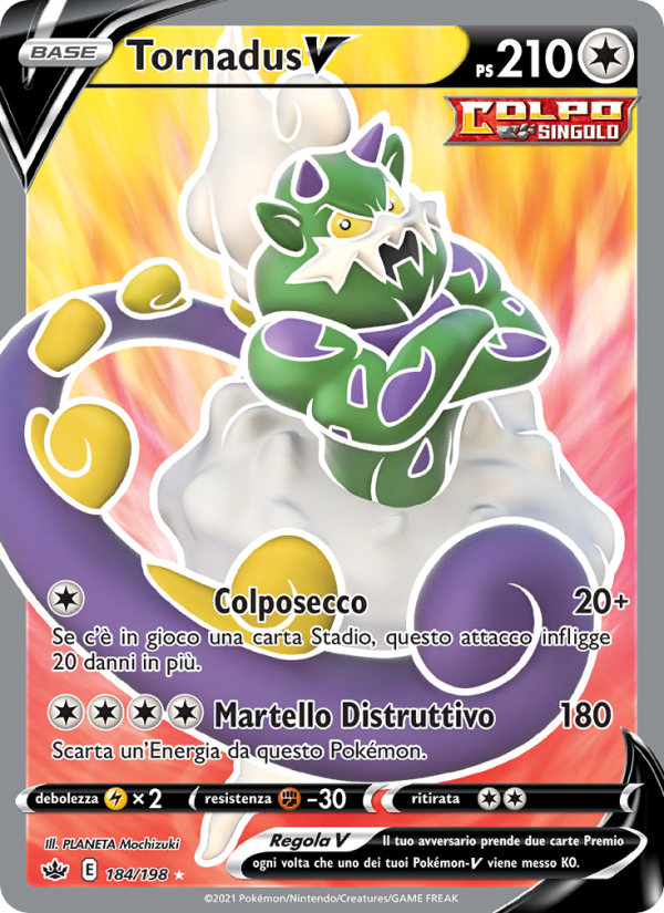 Tornadus V 184/233 — Chilling Reign (Italian Pokémon TCG card)