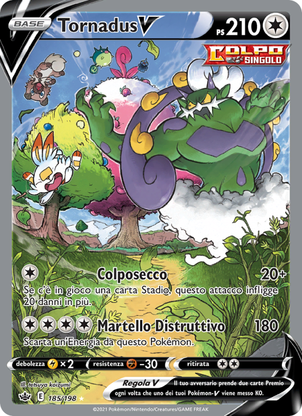 Tornadus V 185/233 — Chilling Reign (Italian Pokémon TCG card)