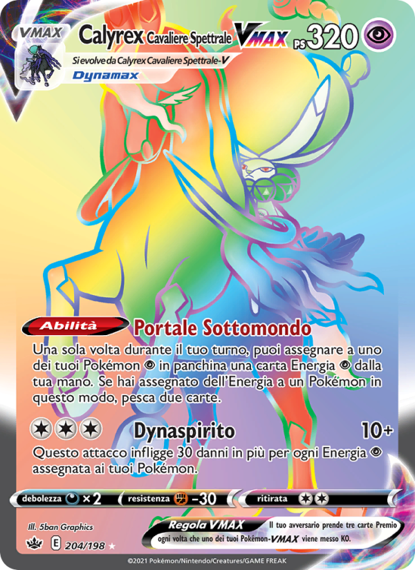 Calyrex Cavaliere Spettrale VMAX 204/233 — Chilling Reign (Italian Pokémon TCG card)